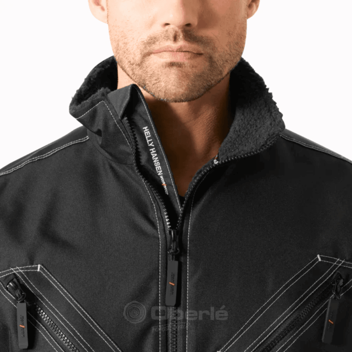 Veste d'hiver isolante isolee intérieur matière polaire chaude bergholm marque helly hansen noir