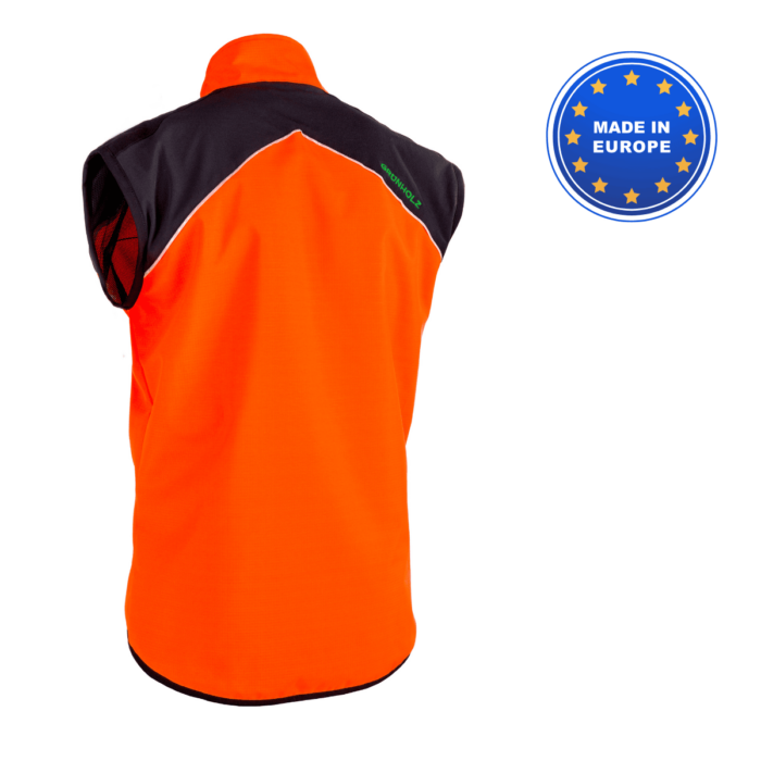 Veste forestière sans manches orange anthracite Grünholz pro3flex