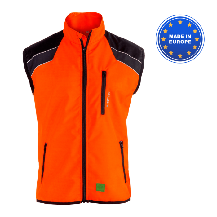 Veste forestière sans manches orange anthracite Grünholz pro3flex