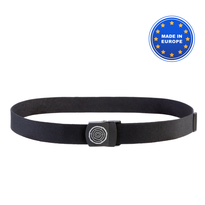 La ceinture noire GRÜNHOLZ® boucle de serrage en Polyester recyclé