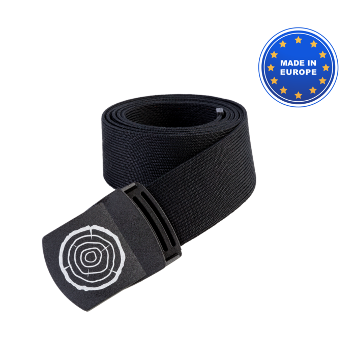 La ceinture noire GRÜNHOLZ® boucle de serrage en Polyester recyclé