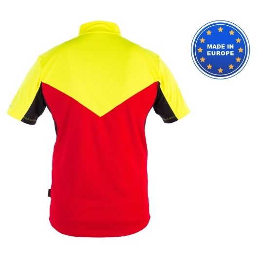 Tshirt fonctionnel manches courtes GRUNHOLZ PRO 2C rouge jaune tshirt de bucheron débardeur forestier chantiers forestiers